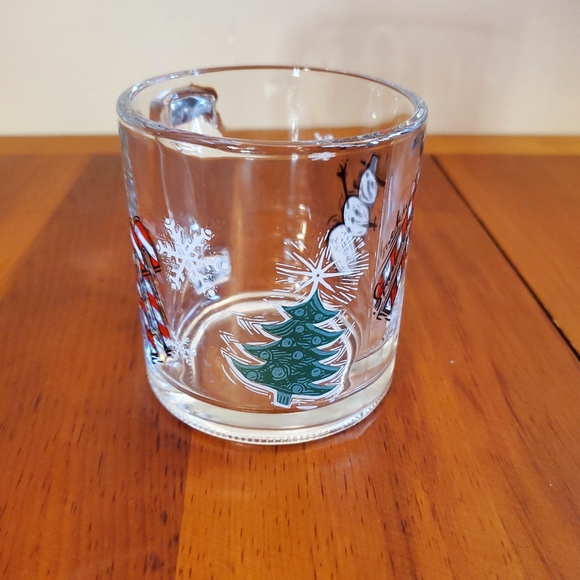 Starbucks Candy Cane Winter Christmas Tree Holiday Snow Painted Glass Coffee Mug - Picture 2 of 5